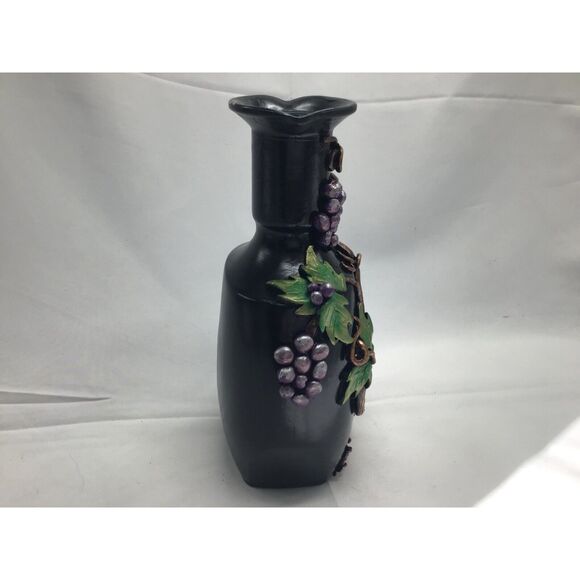 Bottle Art Decorated Decanter Clay Grapevine Vineyard Wine Theme Hand Painted - Picture 6 of 8